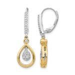 14k Two-tone Oval Cluster 1/4 carat Diamond Leverback Earrings