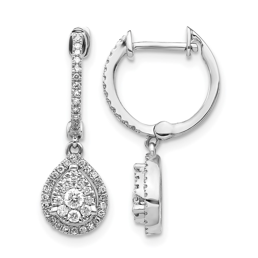 EM5570-050-WA.jpg 14k White Gold 1/2 carat Lab Grown Diamond VS/SI+ G+ Complete Halo Hinged Hoop Earrings - Image 1
