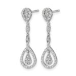 14k White Gold Teardrop 1/4 carat Diamond Dangle Post Earrings - Image 2
