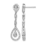 14k White Gold Teardrop 1/3 carat Diamond Dangle Post Earrings