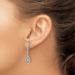 14k White Gold Teardrop 1/3 carat Diamond Dangle Post Earrings - Image 3