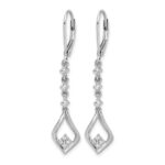 10k White Gold Diamond Leverback Dangle Earrings - Image 2