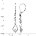 10k White Gold Diamond Leverback Dangle Earrings - Image 4