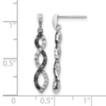 14k White Gold 1/3 carat Black and White Diamond Twisted Dangle Post Earrings - Image 4