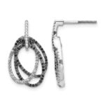 14k White Gold 1/2 carat White and Black Diamond Ovals Dangle Post Earrings