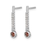 14k White Gold 1/3 carat Red/White Diamond Drop Dangle Post Earrings - Image 2