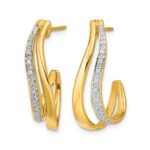 14k and White Rhodium 1/15 carat Diamond J-Hoop Post Earrings - Image 2