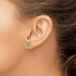14k Diamond and 2.3mm Round Emerald Halo Post Earrings - Image 3