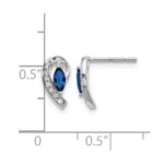 14k White Gold 5x2.5mm Marquise Sapphire and Diamond Curved Post Earrings - Image 4