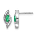 10k White Gold 1/15Ct Diamond and Emerald Earrings