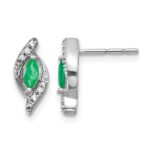 14k White Gold 5x2.5mm Marquise Emerald and Diamond Post Earrings