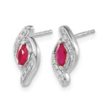 10k White Gold Diamond and Ruby Earrings - Image 2