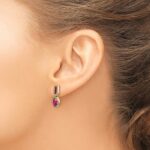 14k 6x4mm Oval Ruby and Diamond Halo Post Earrings - Image 3