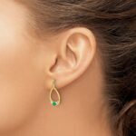 10k 1/3 carat Lab Grown Diamond VS/SI+ G+ and Created Emerald Complete Dangle Post Earrings - Image 3
