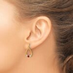 10k Ruby and White Sapphire Post Dangle Earrings - Image 3