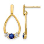 14k 1/3 carat Lab Grown Diamond VS/SI+ G+ and Created Sapphire Complete Dangle Teardrop Earrings