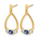 14k 1/3 carat Lab Grown Diamond VS/SI+ G+ and Created Sapphire Complete Dangle Teardrop Earrings - Image 2