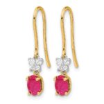 14k Two-Tone 6x4mm Oval Ruby and Diamond Shepherd Hook Earrings - Image 2