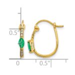 14k 1/20 carat Diamond and 5x2.5mm Marquise Emerald Hinged Hoop Earrings - Image 4