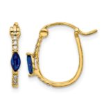 10k 1/20ct Diamond and Sapphire Hinged Hoop Earrings