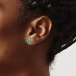 10k and Rhodium Emerald and Diamond Post Earrings - Image 3