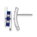 14k White Gold Princess Sapphire and Diamond Post Earrings
