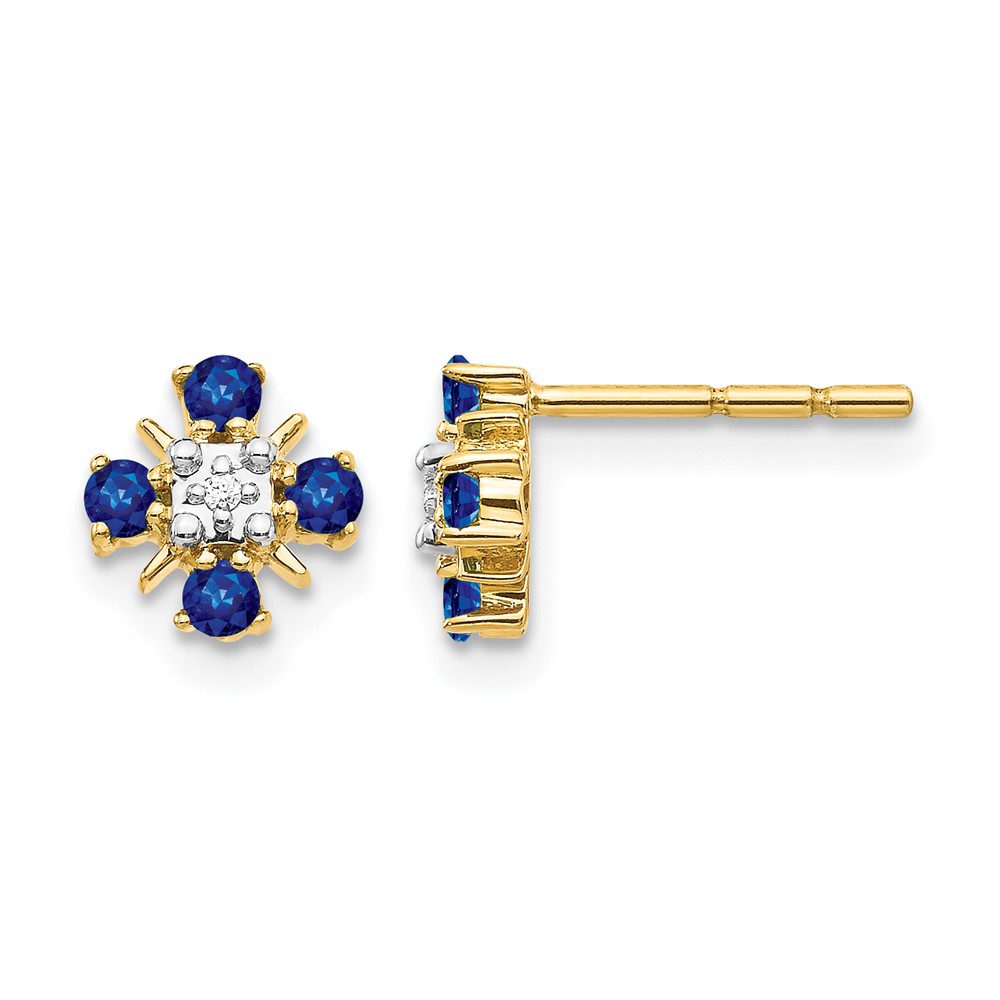 EM5616-SA-001-YA.jpg 14k 2mm Round Blue Sapphire and Diamond Post Earrings - Image 1