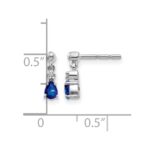 14k White Gold 4x3mm Pear Blue Sapphire and Diamond Dangle Post Earrings - Image 4