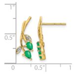 10k Diamond and Pear Emerald Floral Post Earrings - Image 4