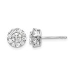 14k White Gold 3/4 carat Lab Grown Diamond VS/SI+ G+ Round Halo Post Earrings