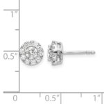14k White Gold 3/4 carat Lab Grown Diamond VS/SI+ G+ Round Halo Post Earrings - Image 4