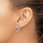 14k White Gold 1/3 carat Diamond Teardrop Post Earrings - Image 3