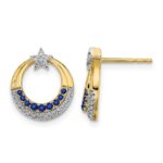 14k Polished Sapphire and Diamond Star and Circle Post Earrings