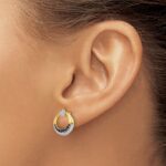 14k Polished Sapphire and Diamond Star and Circle Post Earrings - Image 3
