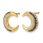 14k Polished Moon Sapphire and Diamond Post Earrings - Image 2