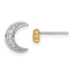 14k Two-tone Moon and 3-Stars Diamond Mis-match Post Earrings