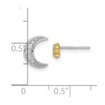 14k Two-tone Moon and 3-Stars Diamond Mis-match Post Earrings - Image 4