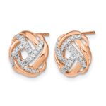 14k Rose Gold Polished 1/4 carat Diamond Love Knot Post Earrings - Image 2
