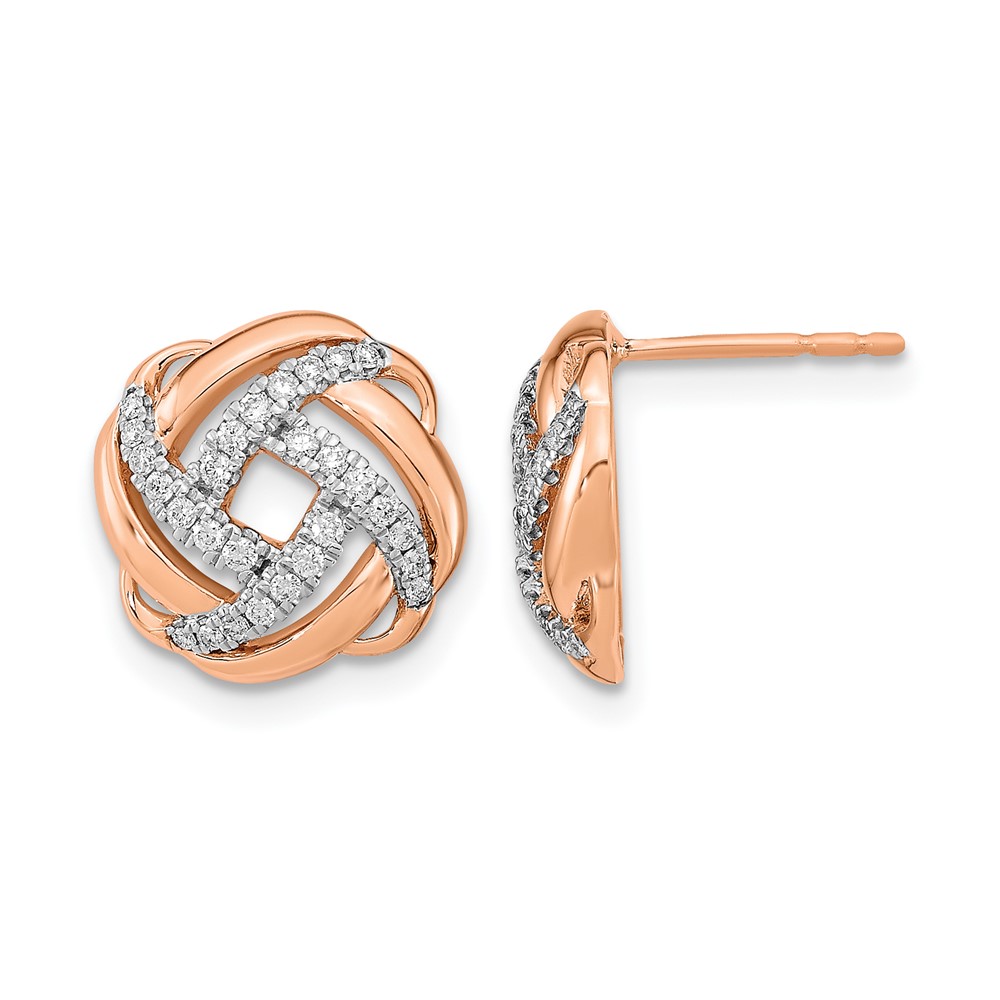 EM6889-025-RA.jpg 14k Rose Gold Polished 1/4 carat Diamond Love Knot Post Earrings - Image 1