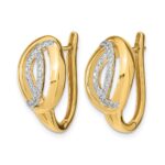 14k Polished Diamond Oval Hinged Hoop Earrings - Image 2
