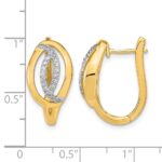 14k Polished Diamond Oval Hinged Hoop Earrings - Image 4