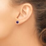 14k White Gold Amethyst and Diamond Heart Earrings - Image 3