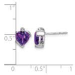 14k White Gold Amethyst and Diamond Heart Earrings - Image 4