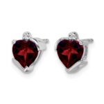 14k White Gold Garnet and Diamond Heart Earrings - Image 2