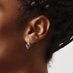 10k Amethyst and Diamond Heart Earrings - Image 3
