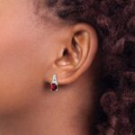14k White Gold Garnet and Diamond Earrings - Image 3