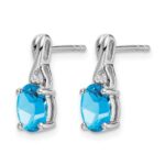 14k White Gold Oval Blue Topaz and Diamond Earrings - Image 2