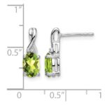 14k White Gold Oval Peridot and Diamond Earrings - Image 4