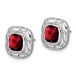 Sterling Silver Rhodium Plated Garnet Earrings - Image 2