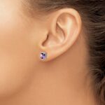 14k White Gold Amethyst Post Earrings - Image 3